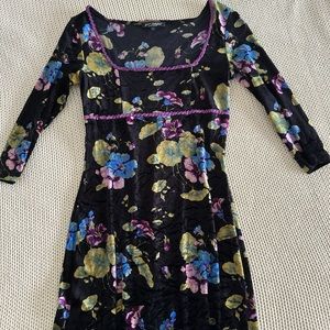 Vintage Velvet Floral Betsey Johnson Dress